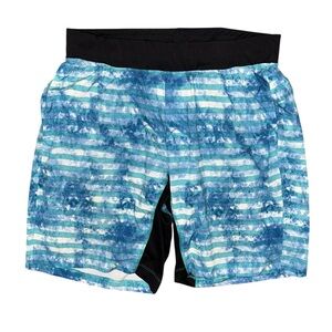Lululemon THE Training Shorts Mens Green Blue Lined Athletic Running 9” Size L